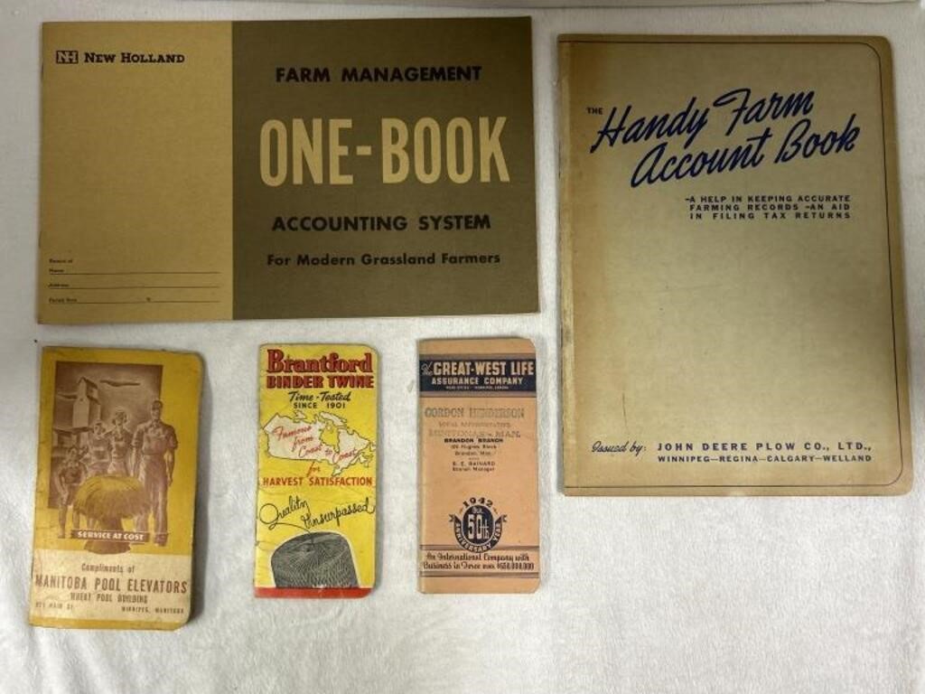 2 Vintage account books and 3 vintage