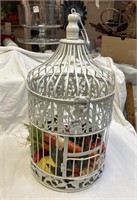 Metal birdcage 19" with ornamental fruit