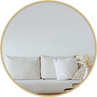 24-Inch Metal Round Wall-Mounted Mirror, Gold