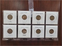 8 Old wheat cent coins