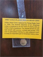24-karat gold-plated Indian Head cent coin