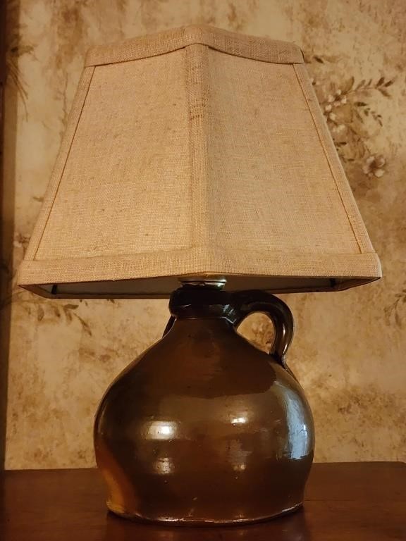 Brown Salt Glazed Whisky Jug Electrified Lamp