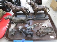 Assorted Cast Dog Figures, Bronze, Pewter