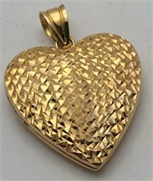 14k Gold Heart Locket Pendant