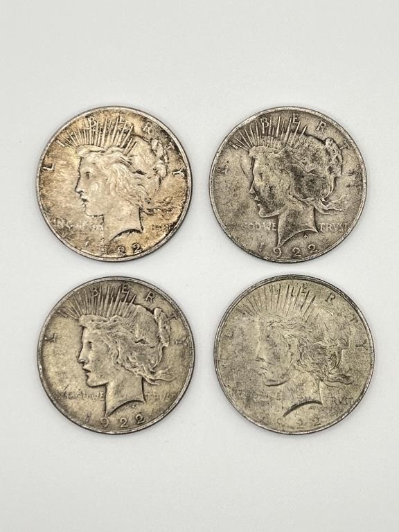 (4) 1922 Peace Dollars