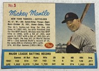 (J) 1962 Mickey Mantle Post Cereal Hand Cut #5