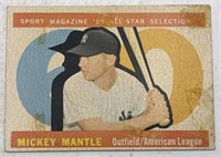 (J) 1960 Topps Mickey Mantle All Star New York