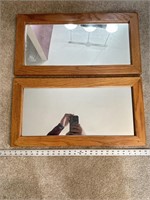 (2) mirrors with oak frames