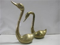 Two MCM Brass Swans Tallest 22.5"