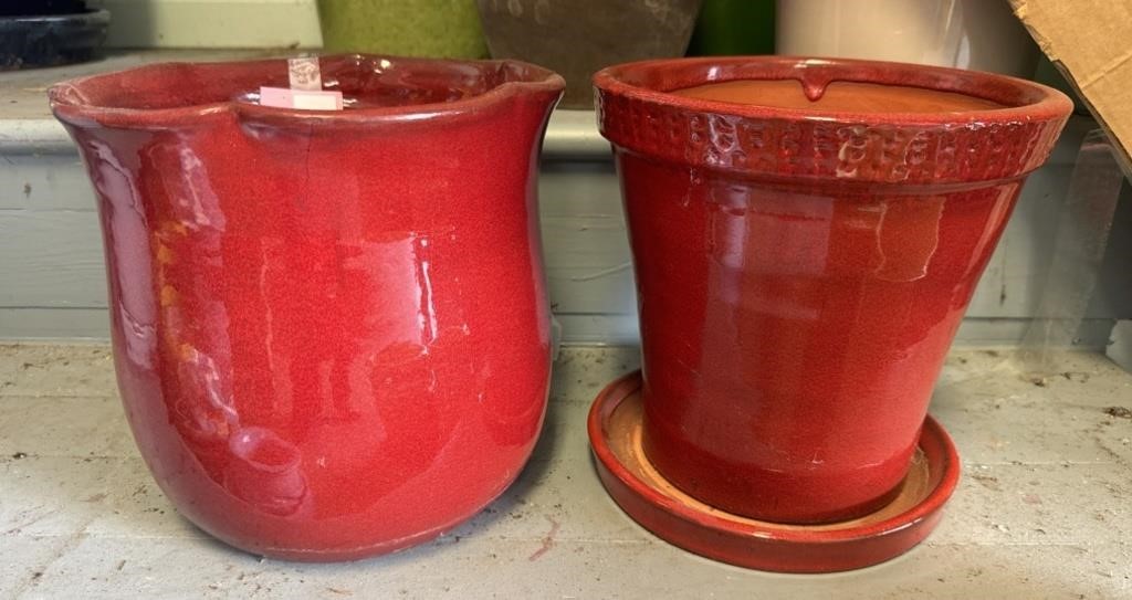 Two Red Terracotta Planters