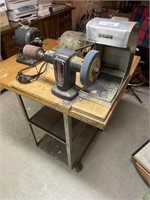 ROLLING CART W/ CRAFTSMAN BENCH GRINDER,