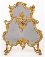 Rococo Revival Style Gilt Brass Mesh Firescreen