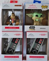 4 New NINTENDO & STAR WARS Hallmark Ornaments