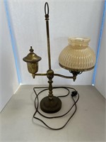 Brass & Glass Piano Lamp 19 in tall