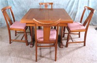 5PC DRAW LEAF TABLE DINETTE SET*4 CHAIRS