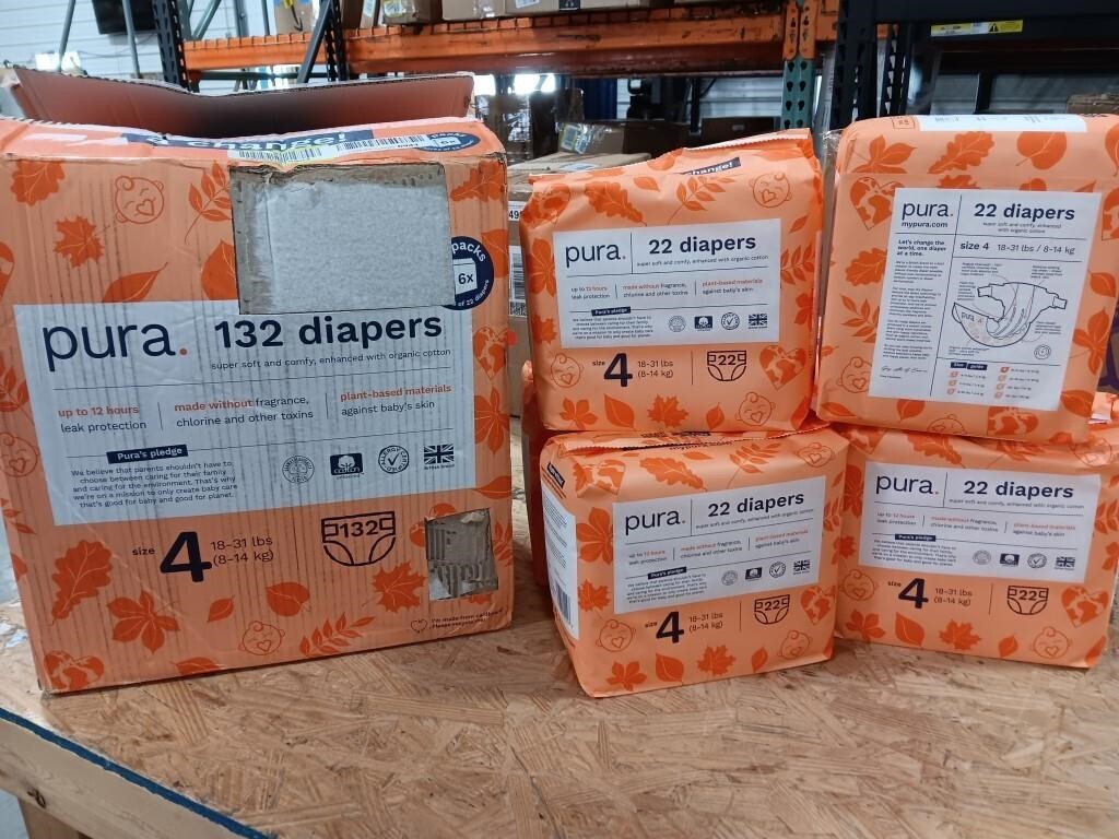 PURA diapers size 4 18-31 pounds 132 ct.