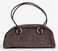 Sonia Rykiel Tweed and Brown Leather Handbag