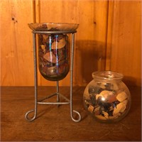 (2) Glass Potpourri / Candle Holders