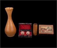 Japanese Puzzle Box, MCM Wood Vase, and More