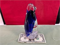 GLASS PENGUIN PAPERWEIGHT 8" TALL