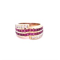 14K YELLOW GOLD 0.40CT DIAMOND AND RUBY RING