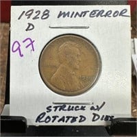 1928-D WHEAT PENNY CENT ROTATED DIES