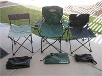 3 Folding Camping Chairs & Bags