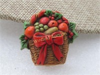 Vintage Hallmark Christmas Fruit Basket Brooch, 1.