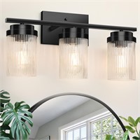 JUNNAI Black Bathroom Light Fixtures: 3 Light Bath