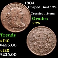 1804 Draped Bust 1/2c Grades vf+