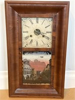 Vintage Ogee clock has key 26 inches tall 15
