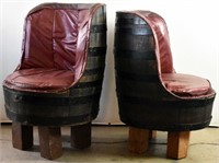TWO VINTAGE BARREL CHAIRS