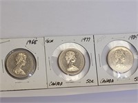 CANADIAN 50¢ PIECES - 1968, 1977(GEM) & 1984