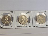 CANADIAN 50¢ PIECES - 1973, 1979 & 1983