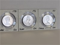 CANADIAN 50¢ PIECES - 1972, 1976 & 1981