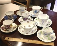 LOT OF 8 TEA  CUPS & SAUCERS