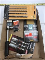 MISCELLANEOUS DRILL BITS, SPARK PLUGS, SANDPAPER