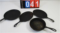 Cast Iron Flat Pans--3-10", 1-8"