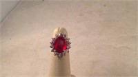 5ctw simulated Ruby in a Silver Tone setting in 5