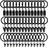 42 Pcs Black Curtain Rings with Clips Metal Hook R
