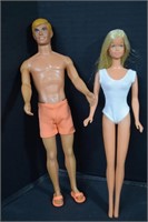 Vintage 1971-74 Malibu Ken & Malibu Barbie Dolls,