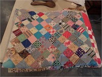 Early Hand Sewn Quilt -  Multi Color Patch Work