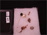 Marked 10K group of gold; stickpin with stone,