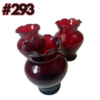 3 Ruby Red Glass Vases for 1 money!