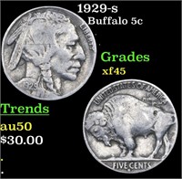 1929-s Buffalo Nickel 5c Grades xf+