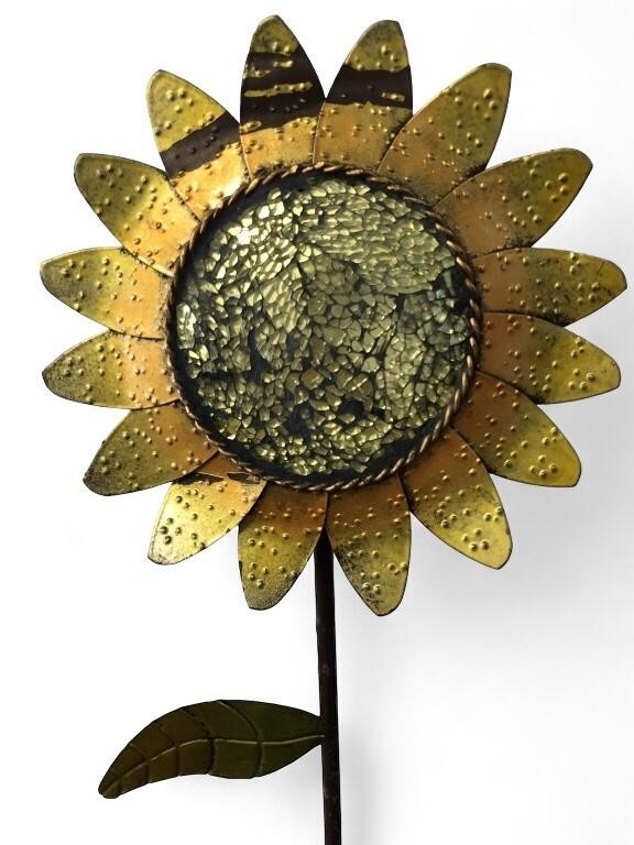 28" Metal & Mosiac Glass Sunflower Garden Stake