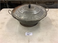 Metal basin with handles and lid