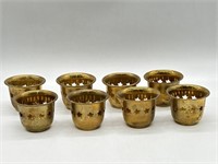 Vintage Solid Brass 8 Star Cutout Tealight Holders