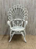 Vintage White Wicker Peacock Chair
