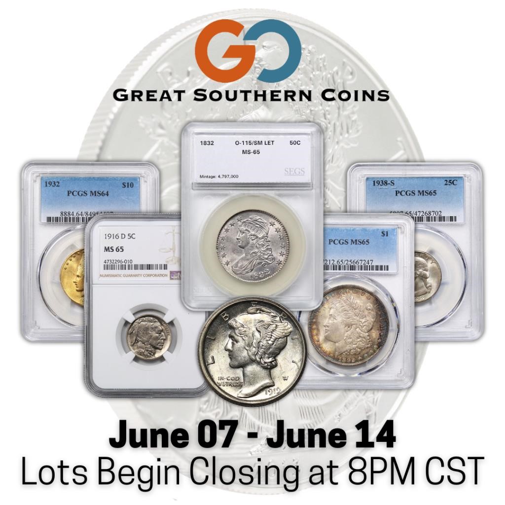 June 07-14: Rare US Coin Auction - $4.95 Starting Bids!